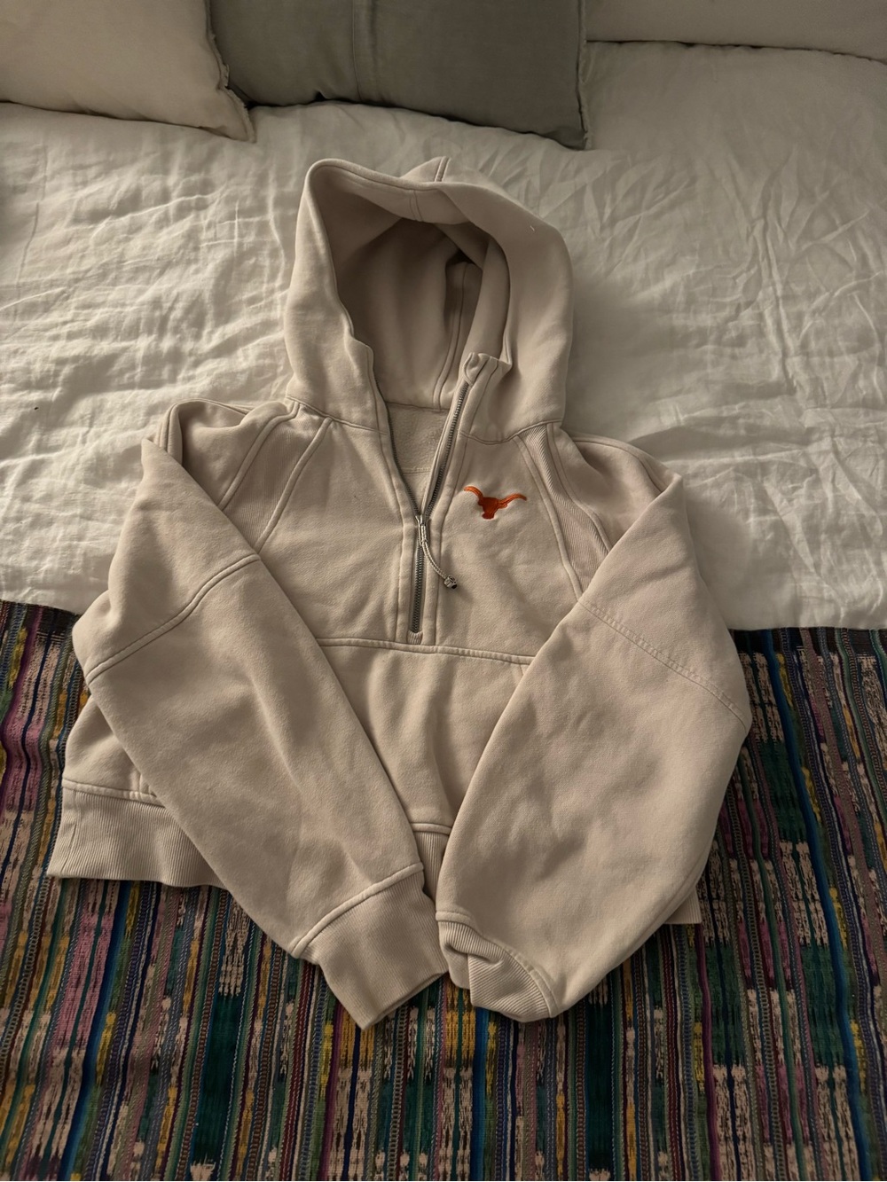 Lululemon University of Texas Beige Hoodie with Orange Longhorn Logo